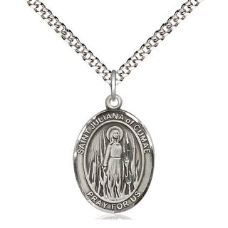Sterling Silver Saint Juliana Medal Religious Jewelry Engraved Catholic Saint Jewelry