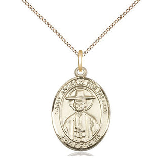 14kt Gold Saint Andrew Kim Taegon Medal Engraved Catholic Saint Jewelry