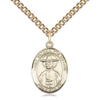 14kt Gold Saint Andrew Kim Taegon Medal Engraved Catholic Saint Jewelry