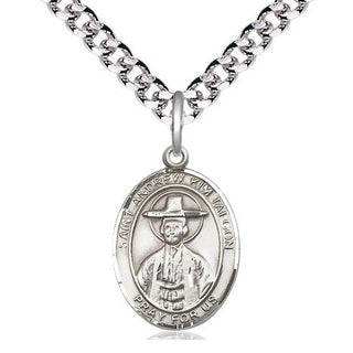 Pewter Saint Andrew Kim Taegon Medal Religious Jewelry Engraved Catholic Saint Jewelry