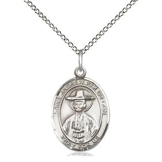 Sterling Silver Saint Andrew Kim Taegon Medal Religious Jewelry Engraved Catholic Saint Jewelry