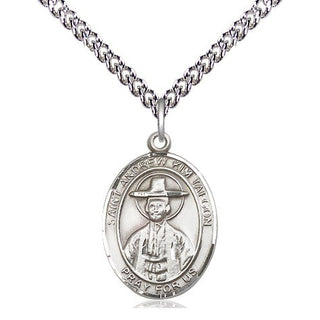 Sterling Silver Saint Andrew Kim Taegon Medal Religious Jewelry Engraved Catholic Saint Jewelry