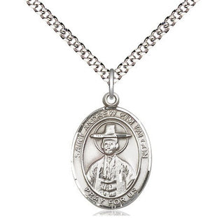 Sterling Silver Saint Andrew Kim Taegon Medal Religious Jewelry Engraved Catholic Saint Jewelry