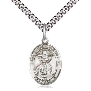 Sterling Silver Saint Andrew Kim Taegon Medal Religious Jewelry Engraved Catholic Saint Jewelry
