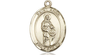 14kt Gold Filled Saint Anne Medal Engraved Catholic Saint Jewelry