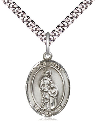 Pewter Saint Anne Medal Religious Jewelry Engraved Catholic Saint Jewelry