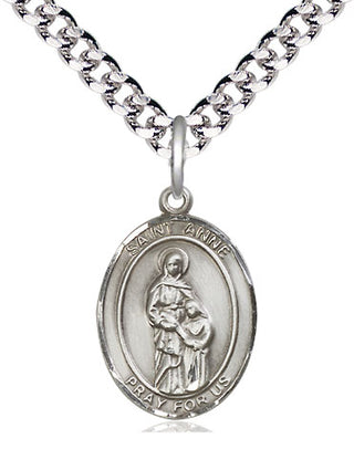 Pewter Saint Anne Medal Religious Jewelry Engraved Catholic Saint Jewelry