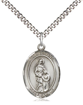 Pewter Saint Anne Medal Religious Jewelry Engraved Catholic Saint Jewelry