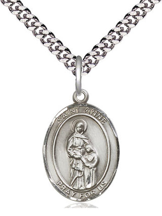 Pewter Saint Anne Medal Religious Jewelry Engraved Catholic Saint Jewelry