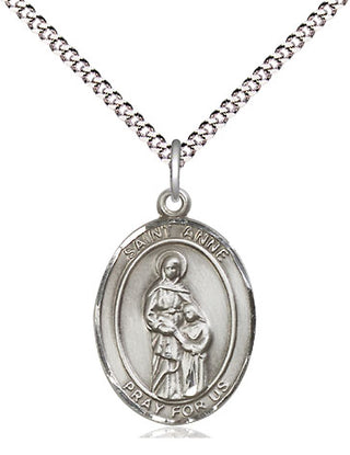 Sterling Silver Saint Anne Medal Religious Jewelry Engraved Catholic Saint Jewelry