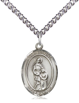 Sterling Silver Saint Anne Medal Religious Jewelry Engraved Catholic Saint Jewelry