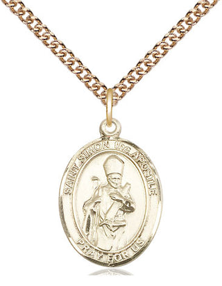 14kt Gold Filled Saint Simon Medal Religious Jewelry Engraved Catholic Saint Jewelry