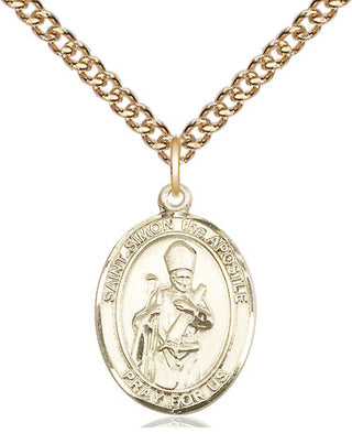 14kt Gold Filled Saint Simon Medal Religious Jewelry Engraved Catholic Saint Jewelry