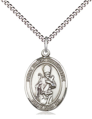 Sterling Silver Saint Simon Medal Religious Jewelry Engraved Catholic Saint Jewelry