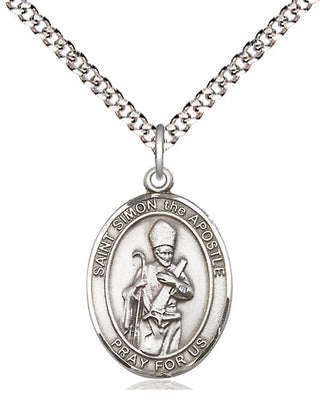 Sterling Silver Saint Simon Medal Religious Jewelry Engraved Catholic Saint Jewelry