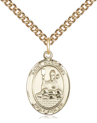 14kt Gold Saint Honorius Medal Engraved Catholic Saint Jewelry