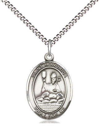 Sterling Silver Saint Honorius Medal Religious Jewelry Engraved Catholic Saint Jewelry