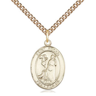14kt Gold Filled Saint Rocco Medal Religious Jewelry Engraved Catholic Saint Jewelry
