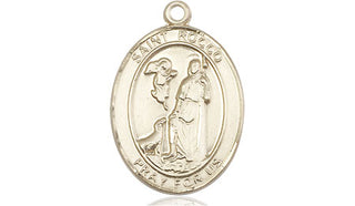 14kt Gold Saint Rocco Medal Engraved Catholic Saint Jewelry