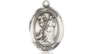 Pewter Saint Rocco Medal Engraved Catholic Saint Jewelry