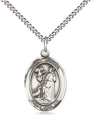 Pewter Saint Rocco Medal Religious Jewelry Engraved Catholic Saint Jewelry