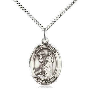 Sterling Silver Saint Rocco Medal Religious Jewelry Engraved Catholic Saint Jewelry