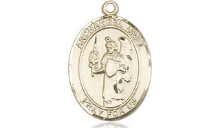 14kt Gold Filled Saint Uriel the Archangel Medal Engraved Catholic Saint Jewelry