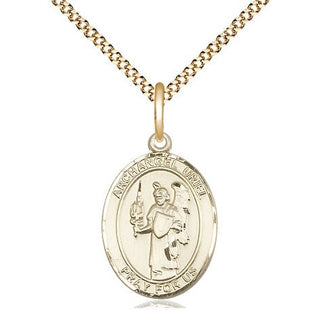 14kt Gold Filled Saint Uriel the Archangel Medal Religious Jewelry Engraved Catholic Saint Jewelry