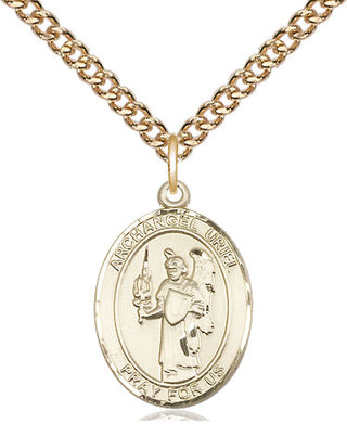 14kt Gold Filled Saint Uriel the Archangel Medal Religious Jewelry Engraved Catholic Saint Jewelry