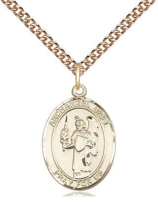 14kt Gold Saint Uriel the Archangel Medal Engraved Catholic Saint Jewelry