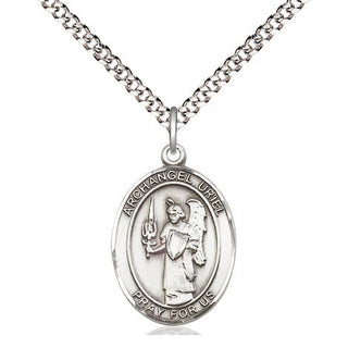 Pewter Saint Uriel the Archangel Medal Religious Jewelry Engraved Catholic Saint Jewelry