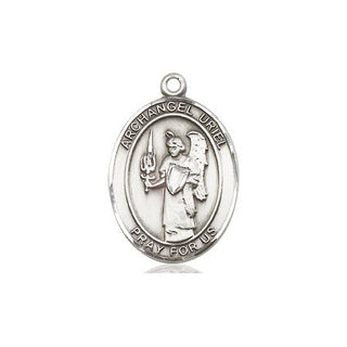 Sterling Silver Saint Uriel the Archangel Medal Religious Jewelry Engraved Catholic Saint Jewelry