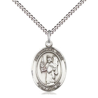 Sterling Silver Saint Uriel the Archangel Medal Religious Jewelry Engraved Catholic Saint Jewelry