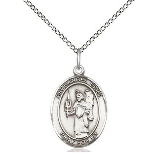 Sterling Silver Saint Uriel the Archangel Medal Religious Jewelry Engraved Catholic Saint Jewelry