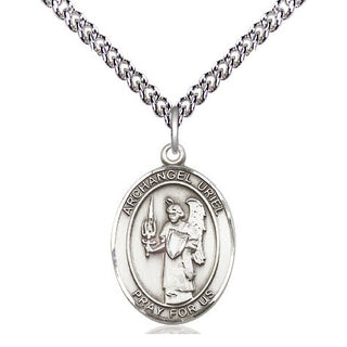 Sterling Silver Saint Uriel the Archangel Medal Religious Jewelry Engraved Catholic Saint Jewelry
