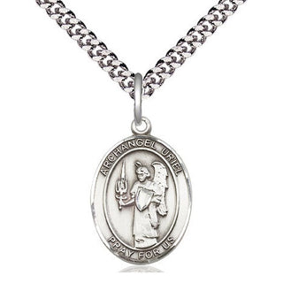 Sterling Silver Saint Uriel the Archangel Medal Religious Jewelry Engraved Catholic Saint Jewelry