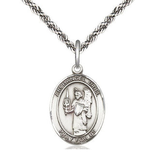 Sterling Silver Saint Uriel the Archangel Medal Religious Jewelry Engraved Catholic Saint Jewelry