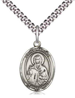 Pewter Saint Marina Medal Religious Jewelry Engraved Catholic Saint Jewelry