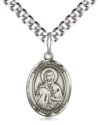 Pewter Saint Marina Medal Religious Jewelry Engraved Catholic Saint Jewelry