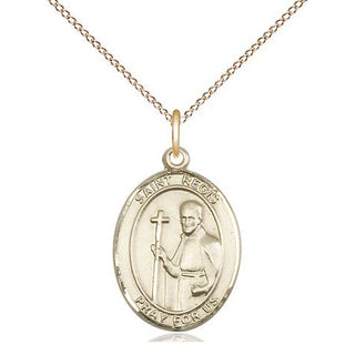 14kt Gold Saint Regis Medal Engraved Catholic Saint Jewelry