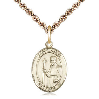 14kt Gold Saint Regis Medal Engraved Catholic Saint Jewelry