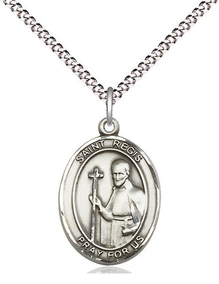Sterling Silver Saint Regis Medal Religious Jewelry Engraved Catholic Saint Jewelry
