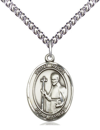 Sterling Silver Saint Regis Medal Religious Jewelry Engraved Catholic Saint Jewelry