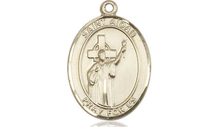 14kt Gold Filled Saint Aidan of Lindesfarne Medal Engraved Catholic Saint Jewelry