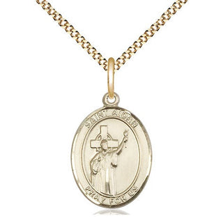 14kt Gold Filled Saint Aidan of Lindesfarne Medal Religious Jewelry Engraved Catholic Saint Jewelry