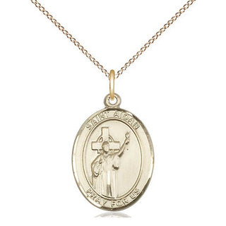 14kt Gold Filled Saint Aidan of Lindesfarne Medal Religious Jewelry Engraved Catholic Saint Jewelry