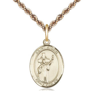 14kt Gold Filled Saint Aidan of Lindesfarne Medal Religious Jewelry Engraved Catholic Saint Jewelry