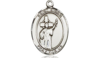 Pewter Saint Aidan of Lindesfarne Medal Engraved Catholic Saint Jewelry