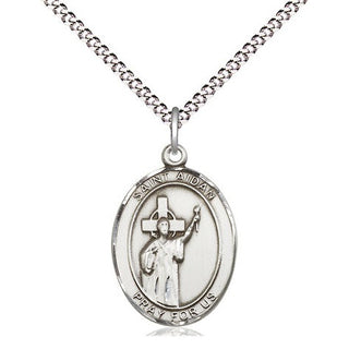 Sterling Silver Saint Aidan of Lindesfarne Medal Religious Jewelry Engraved Catholic Saint Jewelry