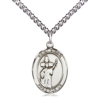 Sterling Silver Saint Aidan of Lindesfarne Medal Religious Jewelry Engraved Catholic Saint Jewelry